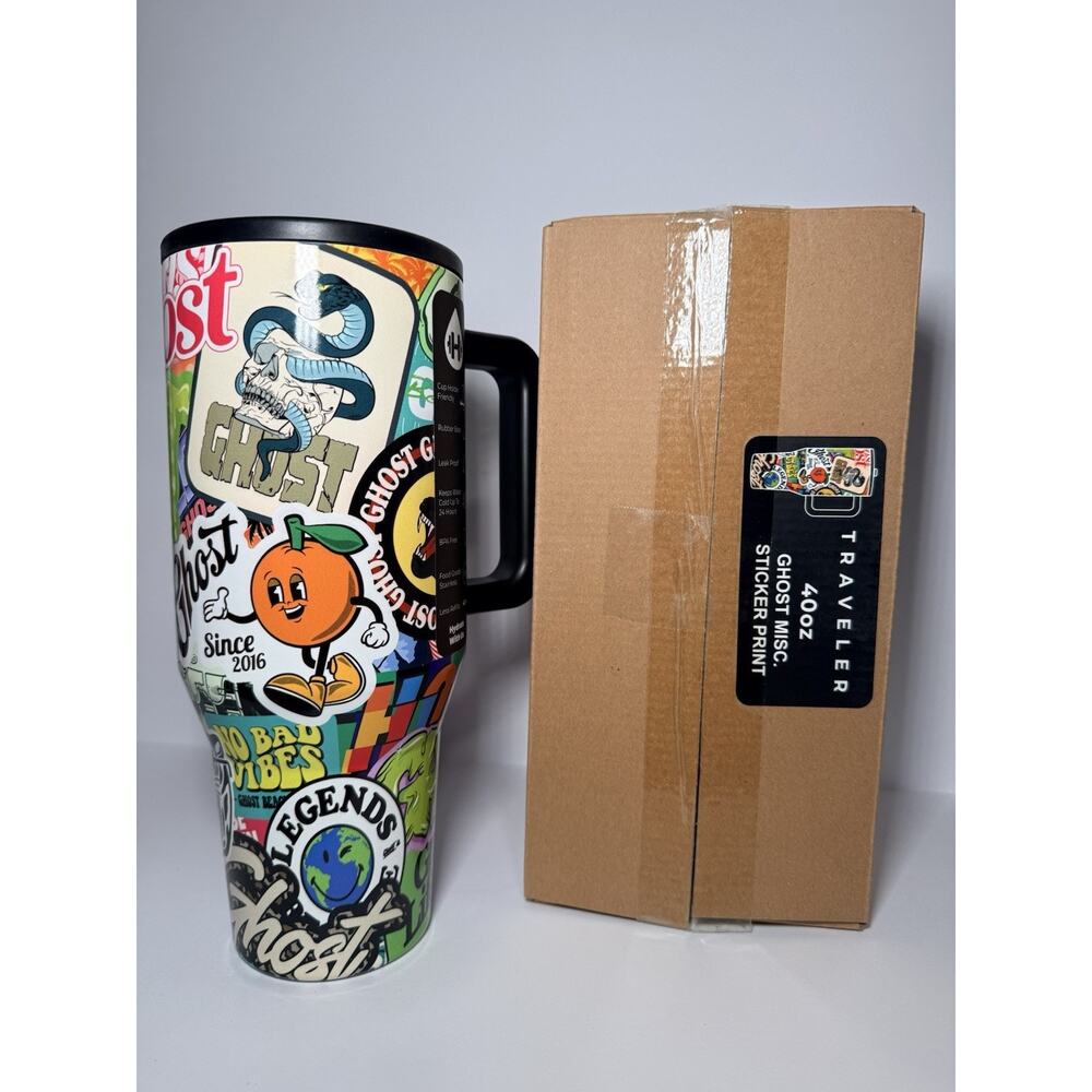Hydrojug EXCLUSIVE MISC GHOST STICKERS 40oz Traveler Tumbler NWT NIB MUST-HAVE!
